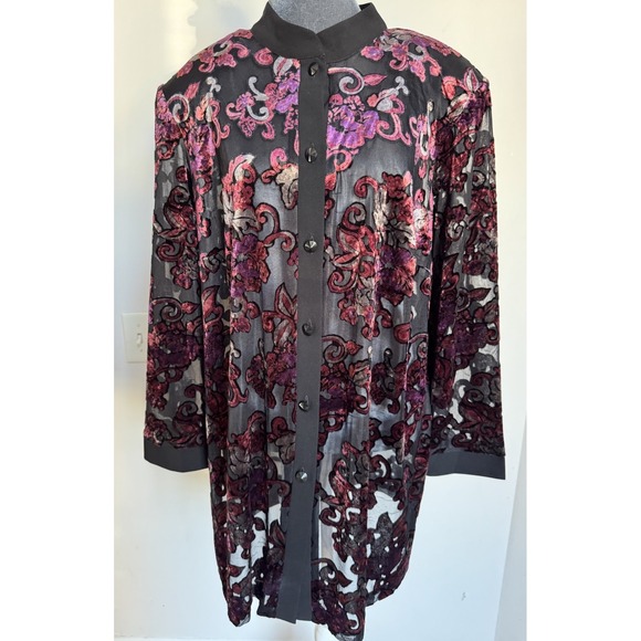 Vtg Y2K Dressbarn Top Tunic 18W Burnout Velvet Fairy Whimsigoth Boho Festival - Picture 6 of 16